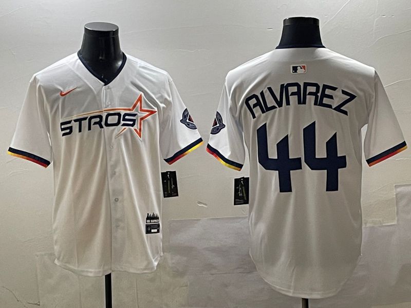 Men Houston Astros #44 Alvarez Cream Three generations Joint Name 2025 Nike MLB Jersey style 1